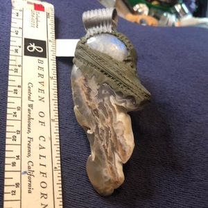 Unisex Rainbow Moonstone and Agate Pendant